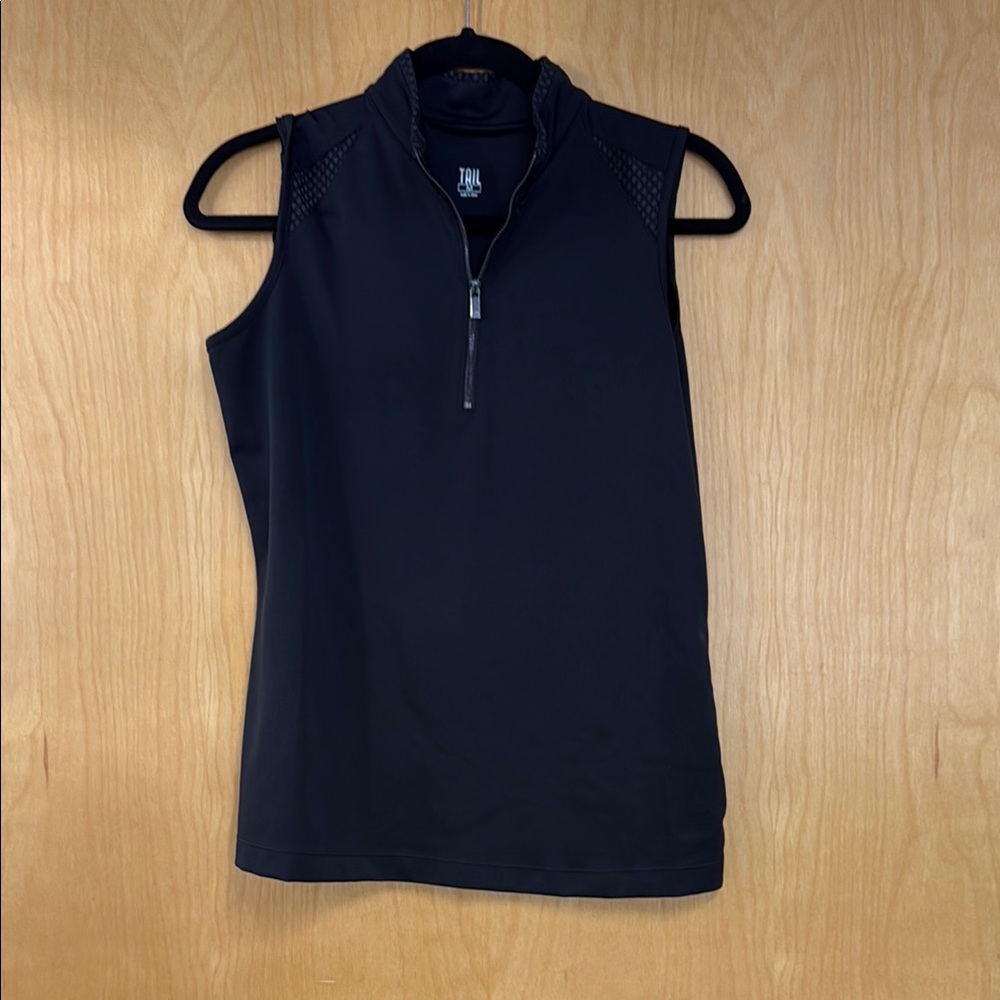 Tail - Black Sleeveless Zip-Up Top